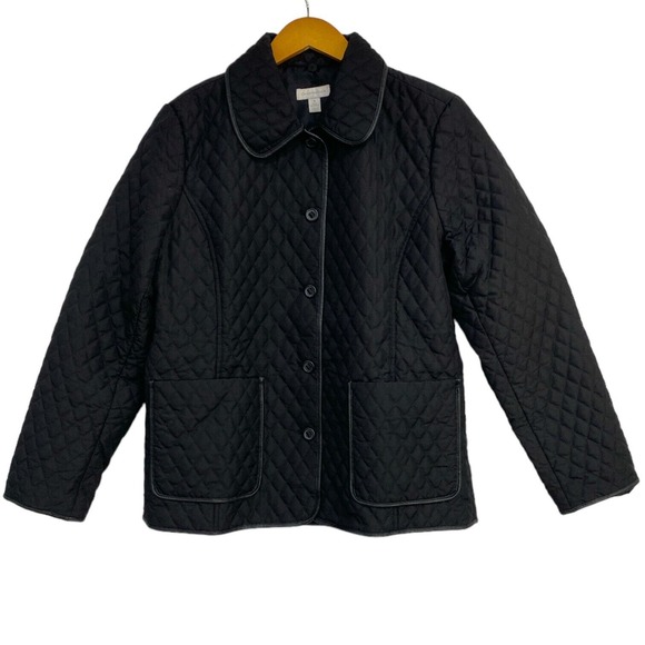 Charter Club Jackets & Blazers - Charter Club Quilted Jacket Women's Medium Black Button Up Pockets Lightweight